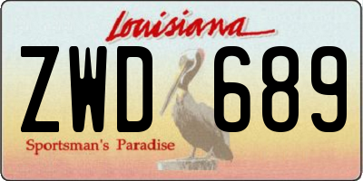 LA license plate ZWD689