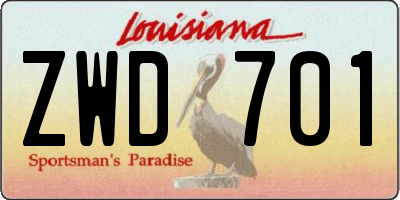 LA license plate ZWD701