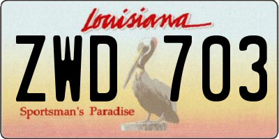 LA license plate ZWD703