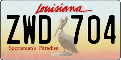 LA license plate ZWD704