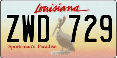 LA license plate ZWD729