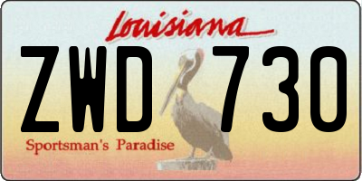 LA license plate ZWD730