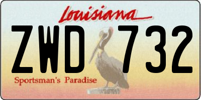 LA license plate ZWD732