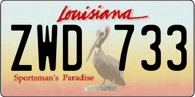 LA license plate ZWD733