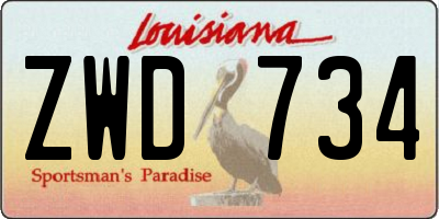 LA license plate ZWD734