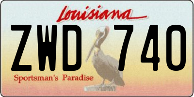 LA license plate ZWD740