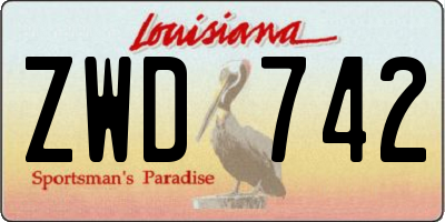 LA license plate ZWD742