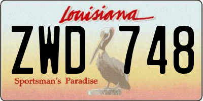 LA license plate ZWD748