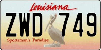 LA license plate ZWD749