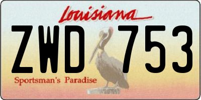 LA license plate ZWD753