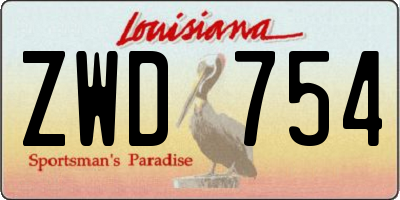 LA license plate ZWD754
