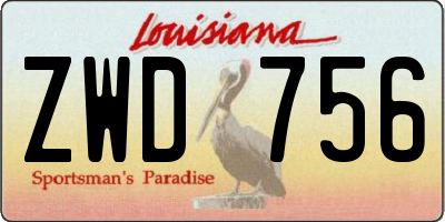 LA license plate ZWD756
