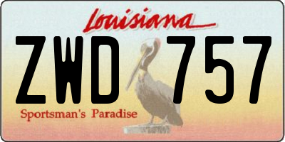 LA license plate ZWD757