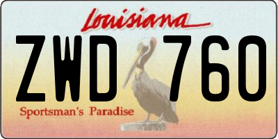 LA license plate ZWD760