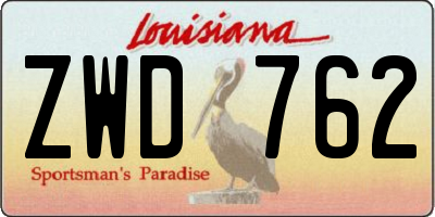 LA license plate ZWD762