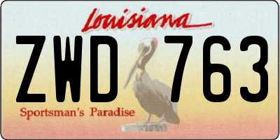 LA license plate ZWD763