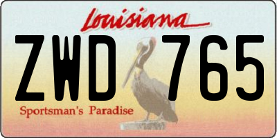 LA license plate ZWD765