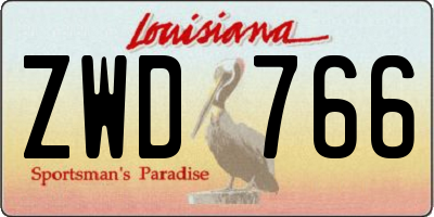 LA license plate ZWD766