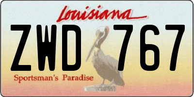 LA license plate ZWD767