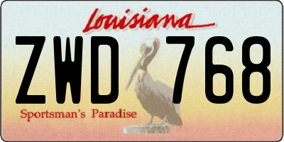 LA license plate ZWD768