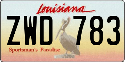 LA license plate ZWD783