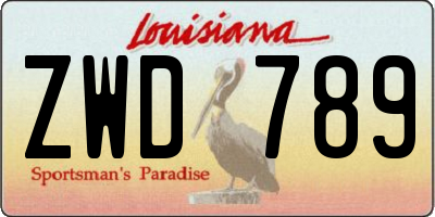 LA license plate ZWD789