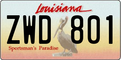 LA license plate ZWD801