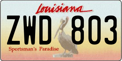 LA license plate ZWD803