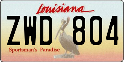 LA license plate ZWD804