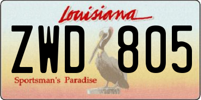 LA license plate ZWD805