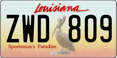 LA license plate ZWD809