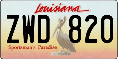 LA license plate ZWD820