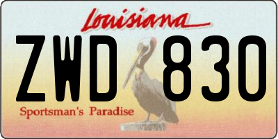 LA license plate ZWD830