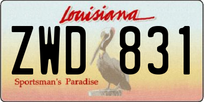 LA license plate ZWD831