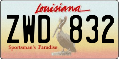 LA license plate ZWD832