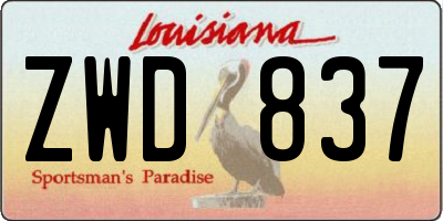 LA license plate ZWD837