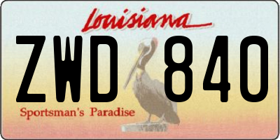 LA license plate ZWD840