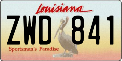 LA license plate ZWD841