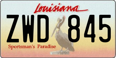 LA license plate ZWD845