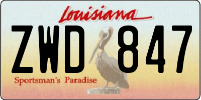 LA license plate ZWD847