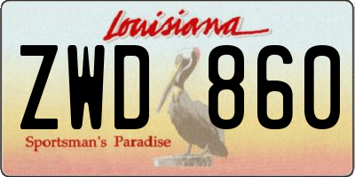 LA license plate ZWD860
