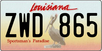 LA license plate ZWD865