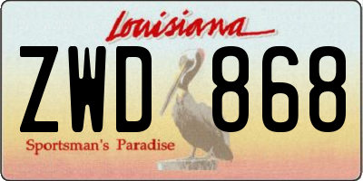 LA license plate ZWD868