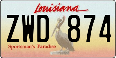 LA license plate ZWD874