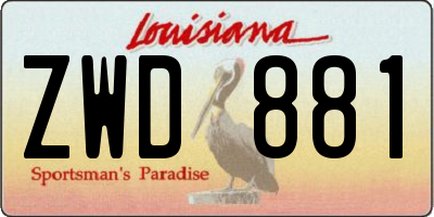 LA license plate ZWD881
