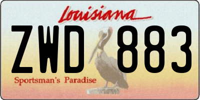 LA license plate ZWD883