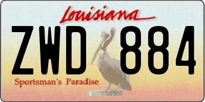 LA license plate ZWD884