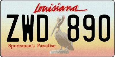 LA license plate ZWD890