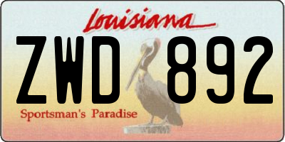 LA license plate ZWD892