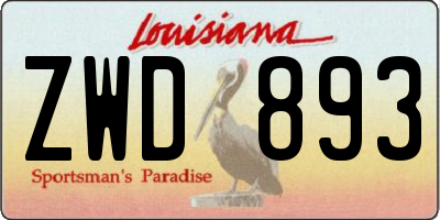 LA license plate ZWD893